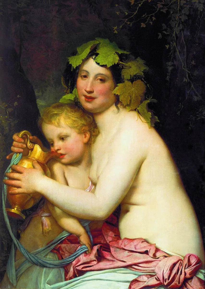 Bacchante jouant avec Cupidon du vin - Fiodor Bruni image 1 reproduction réalisée par Alpha Reproduction