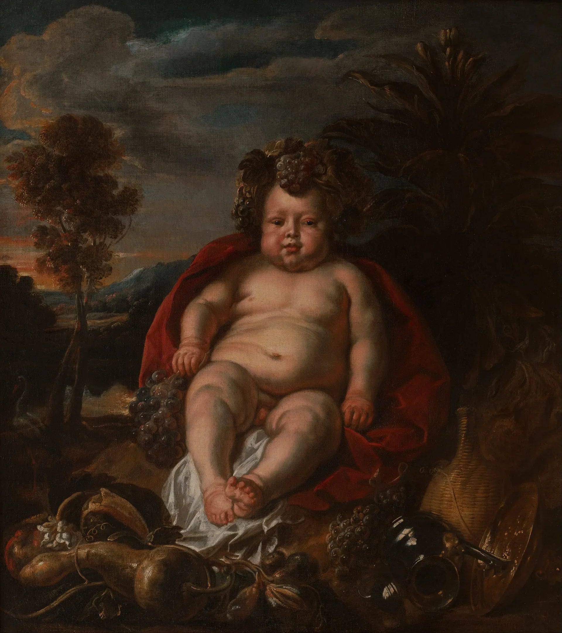Bacchus enfant assis dans un paysage. - Jacob Jordaens image 1 reproduction d’œuvre d’art à l’huile