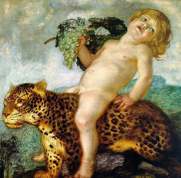 Bacchus Enfant Montant sur une Panthère - Franz Von Stuck image 1 reproduction de peinture à l’huile