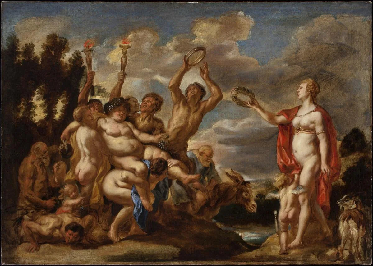 Bacchus et Vénus - Jacob Jordaens image 1 copie peinte à la main à l’huile