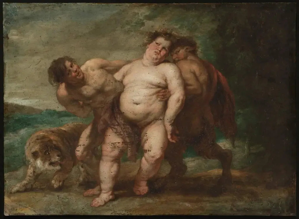 Bacchus ivre avec faune et satyre - Peter Paul Rubens image 1 tableau peint à l’huile sur toile
