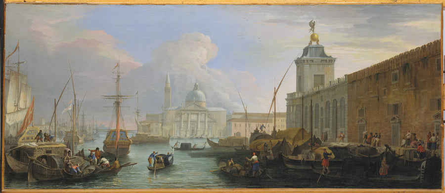 Le Bacino, Venise, avec la Dogana et une vue lointaine sur l'Isola di San Giorgio - Luca Carlevaris