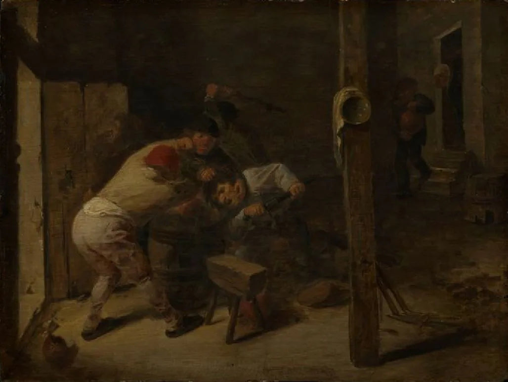 Bagarre entre paysans - Adriaen Brouwer image 1 reproduction artisanale de tableau