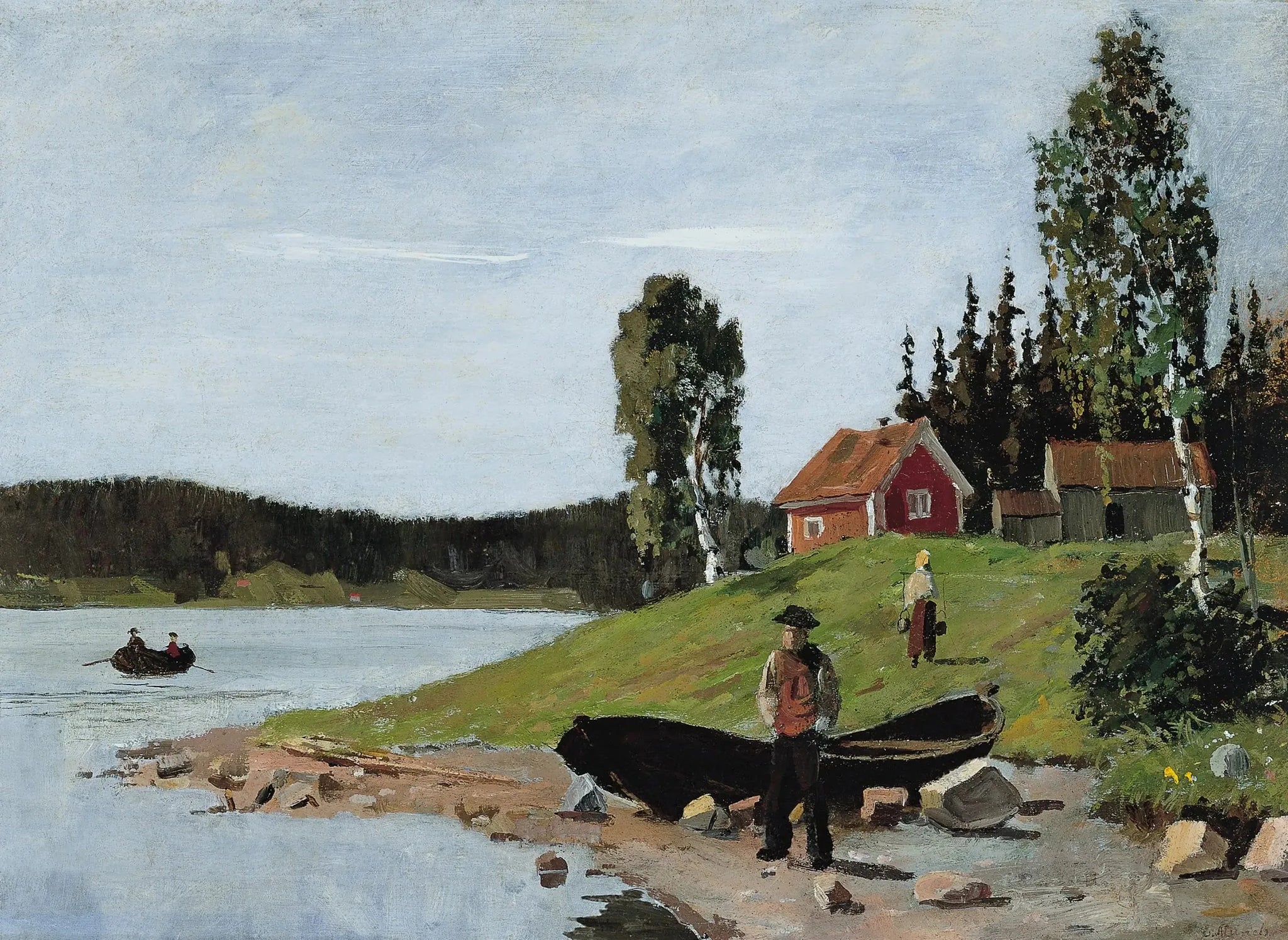 Baie avec navire et maison - Edvard Munch image 1 tableau peint à l’huile sur toile