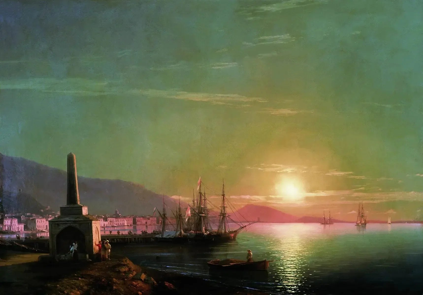 Baie de Théodosie, lever de soleil - Ivan Aïvazovski image 1 copie de tableau peinte à la main