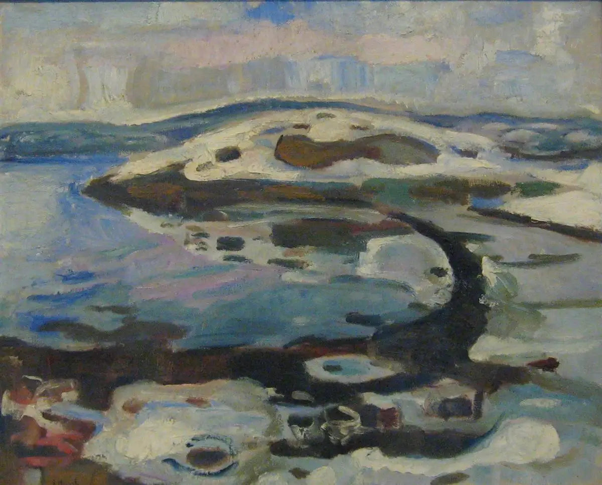 Baie près du fjord en hiver - Edvard Munch image 1 copie peinte à la main à l’huile