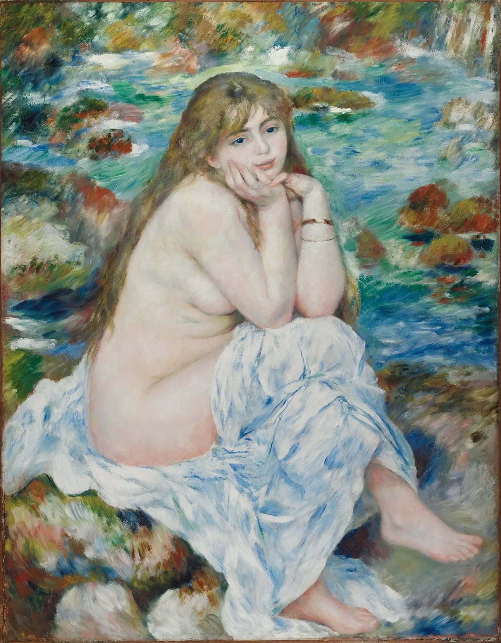 Baigneur assis - Pierre-Auguste Renoir image 1 copie peinte à la main à l’huile