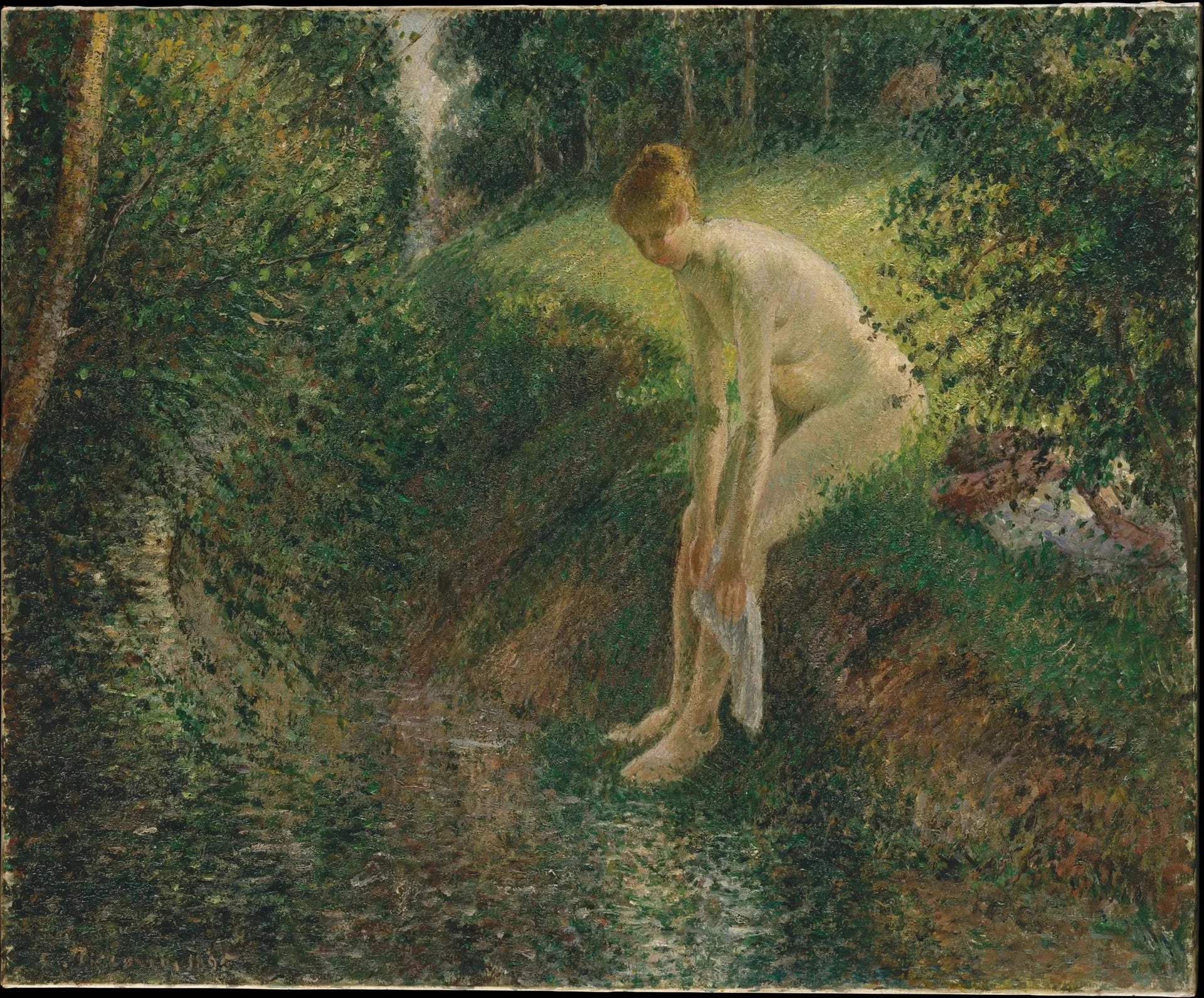 Baigneur dans les bois - Camille Pissarro image 1 copie peinte à la main à l’huile