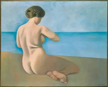 Baigneuse assise de dos sur le sable - Félix Vallotton image 1 reproduction artisanale de tableau