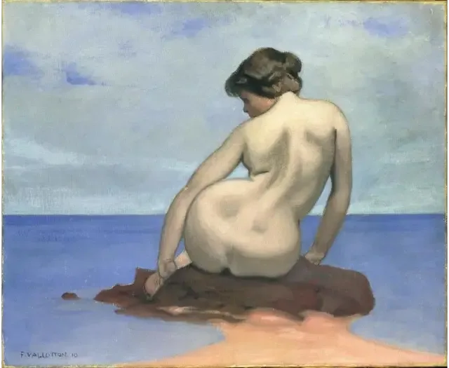 Baigneuse assise sur un rocher - Félix Vallotton