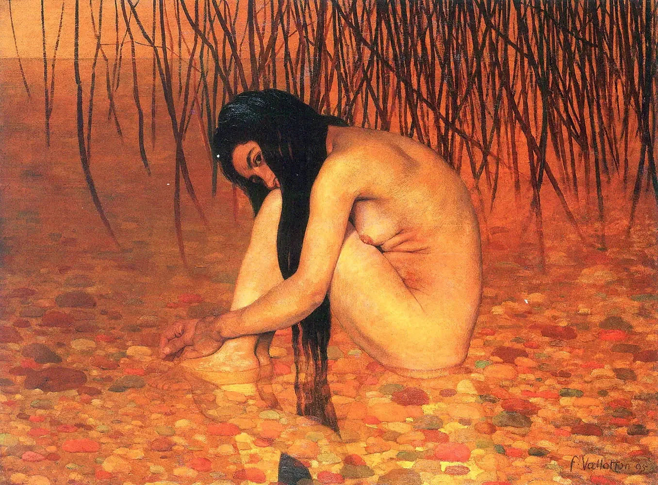 Baigneuse aux roseaux - Félix Vallotton image 1 copie de tableau peinte à la main