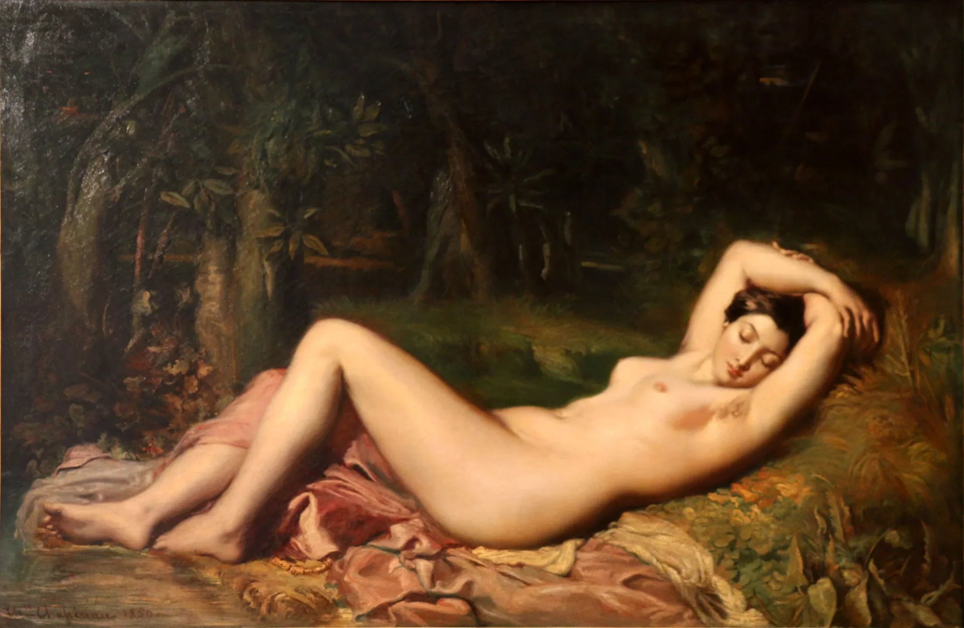Baigneuse endormie près d'une source - Théodore Chassériau image 1 reproduction d’œuvre d’art à l’huile