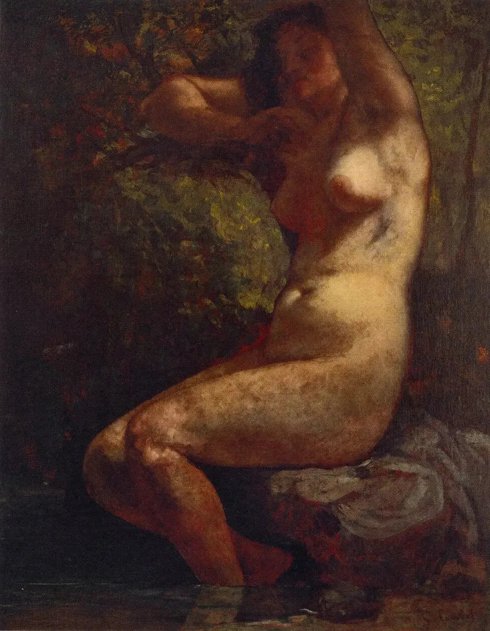 Baigneuse - Gustave Courbet image 1 copie de tableau peinte à la main