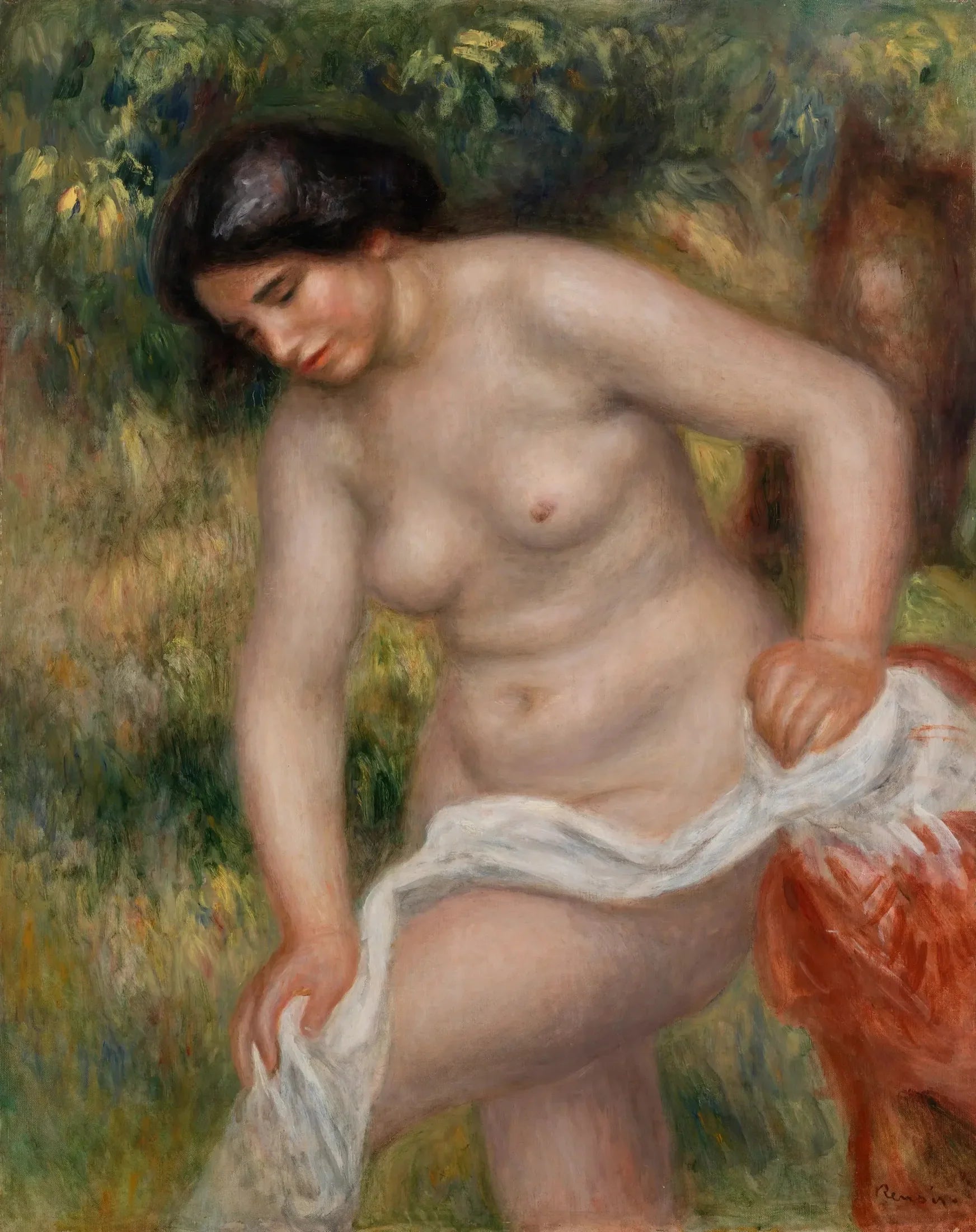 Baigneuse se séchant (Baigneuse s'essuyant) - Pierre-Auguste Renoir image 1 reproduction artisanale de tableau