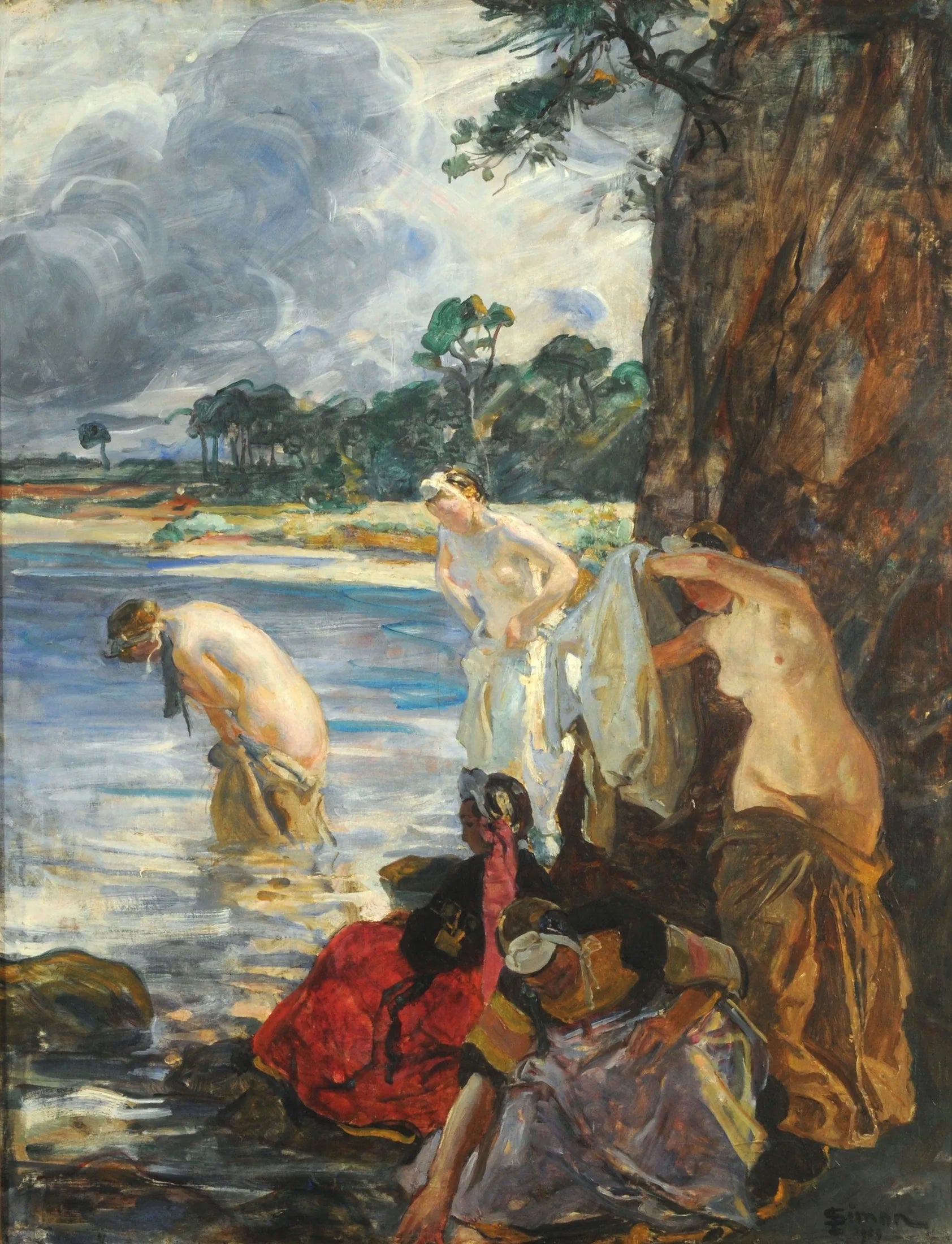 Baigneuses - Lucien Simon image 1 copie de tableau peinte à la main