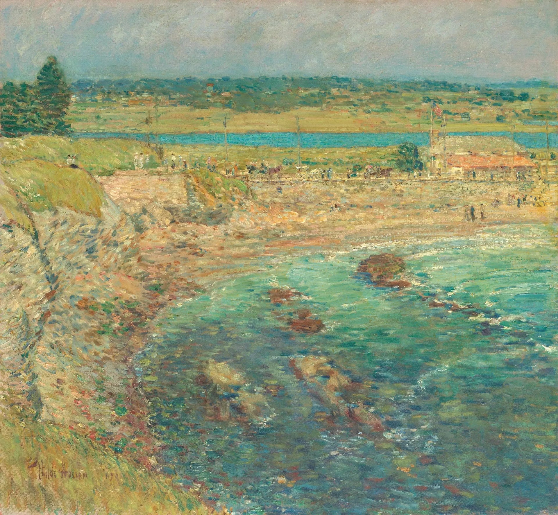 Bailey's Beach, Newport, Rhode Island - Childe Hassam image 1 tableau peint à l’huile sur toile