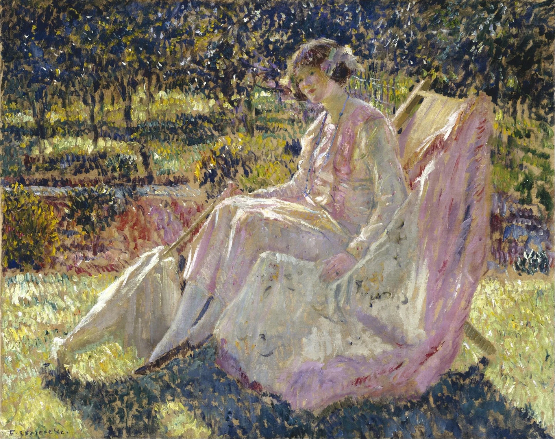 Bain de soleil - Frederick Carl Frieseke image 1 copie de tableau peinte à la main