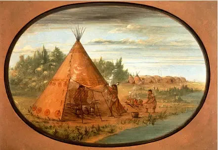 Bain de vapeur - Minatarree - George Catlin image 1 reproduction de peinture à l’huile