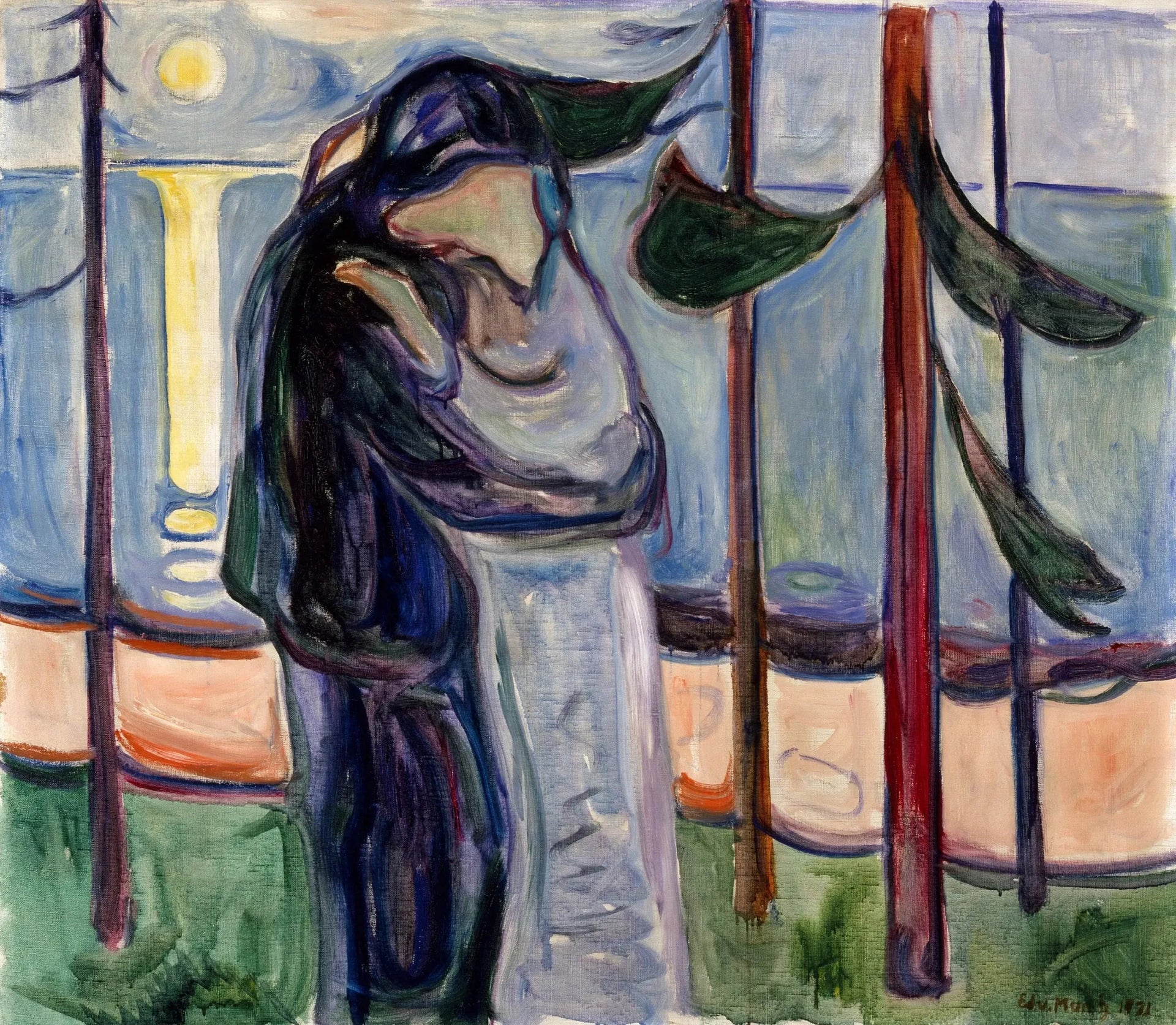 Baiser sur la plage - Edvard Munch image 1 reproduction de peinture à l’huile