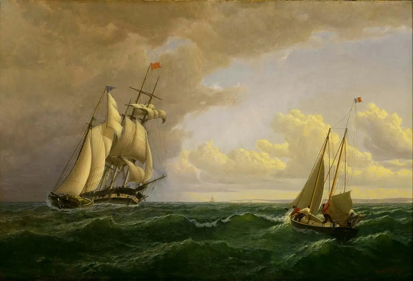 Baleinier au large du vignoble - Vers l'extérieur - William Bradford image 1 copie peinte à la main à l’huile