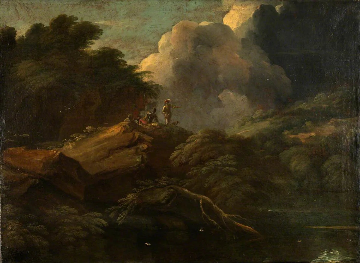Banditti sur la rive d'une rivière - Salvator Rosa image 1 reproduction réalisée par Alpha Reproduction