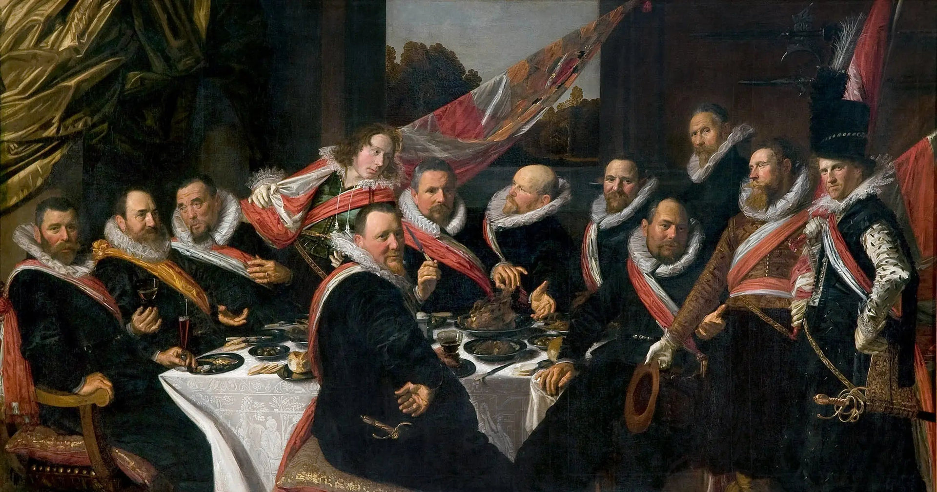 Banquet des officiers du corps des archers de Saint-George, Haarlem 1616 - Frans Hals image 1 reproduction d’œuvre d’art à l’huile