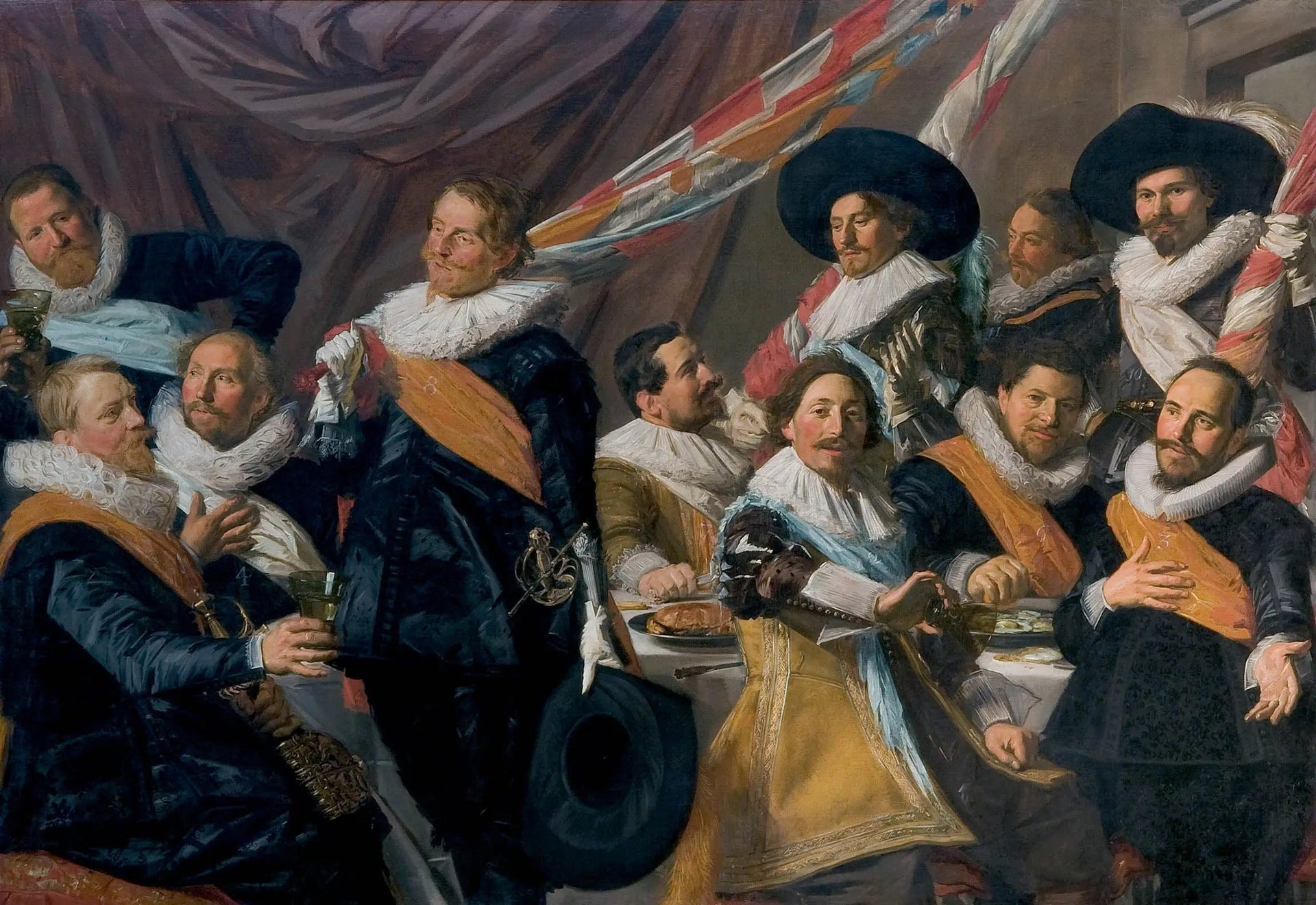 Banquet des officiers du corps des archers de Saint-George, Haarlem 1627 - Frans Hals image 1 tableau peint à l’huile sur toile