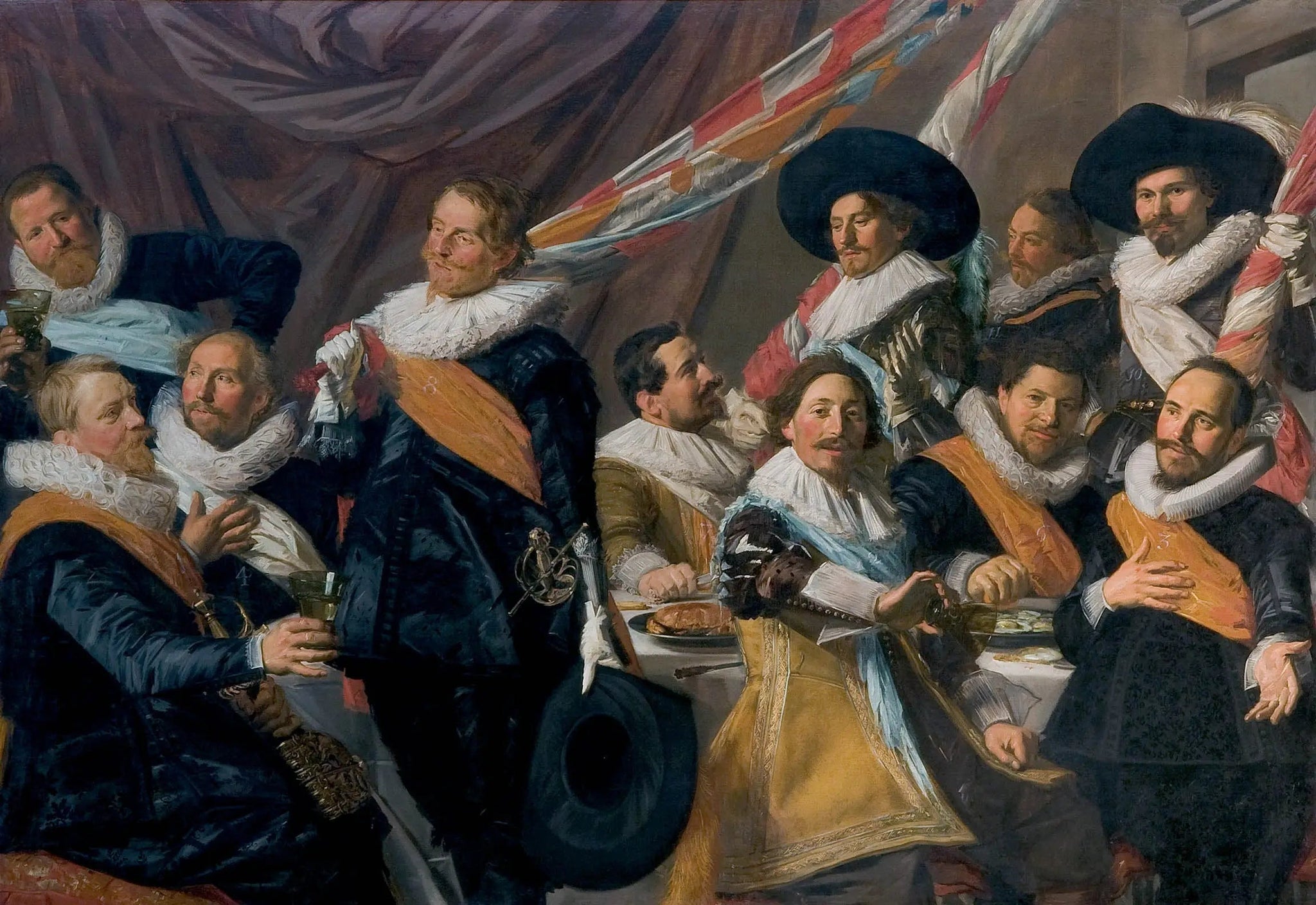Banquet des officiers du corps des archers de Saint-George, Haarlem 1627 - Frans Hals image 1 tableau peint à l’huile sur toile