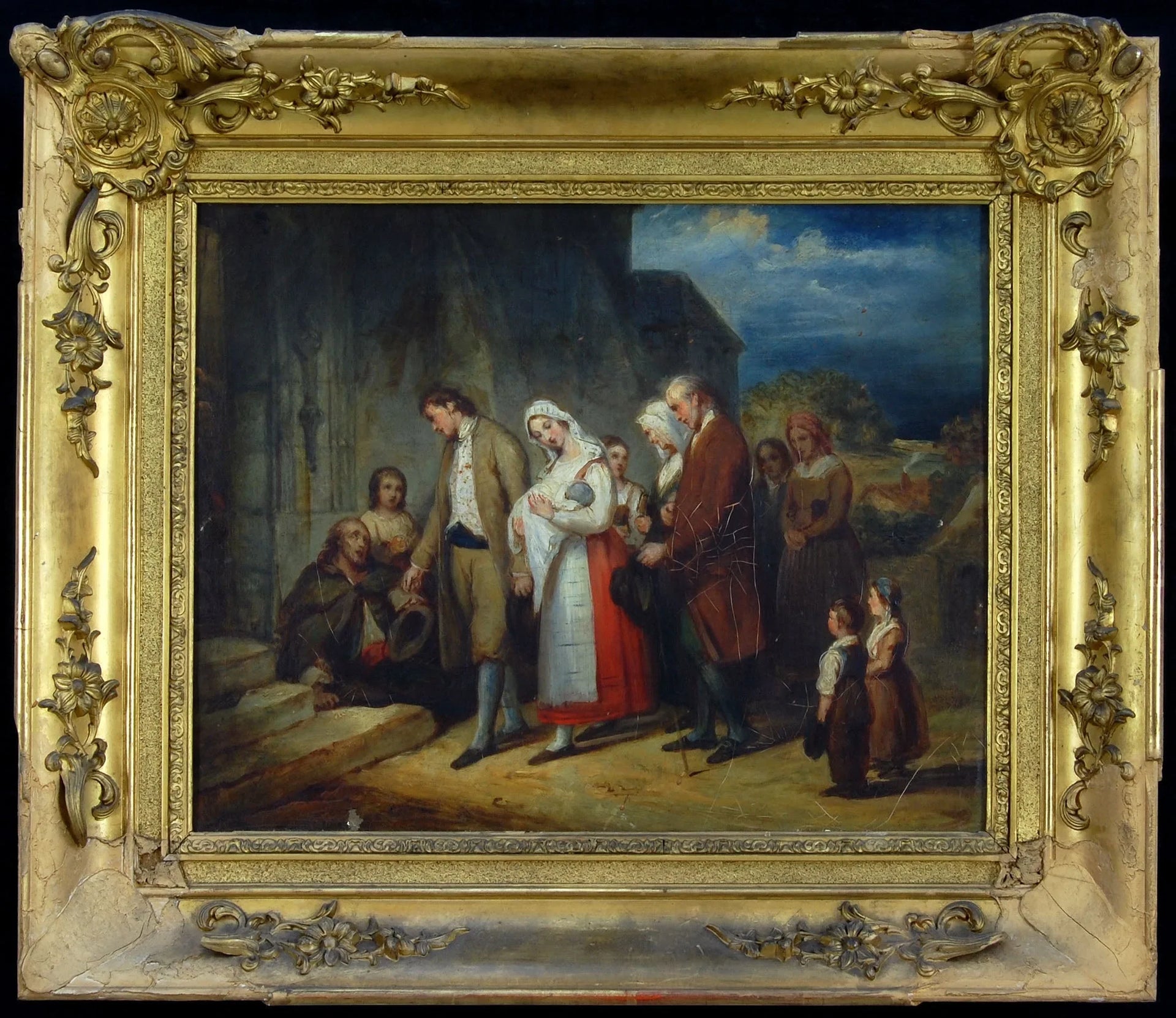 Baptême au village - Ary Scheffer image 1 reproduction de peinture à l’huile