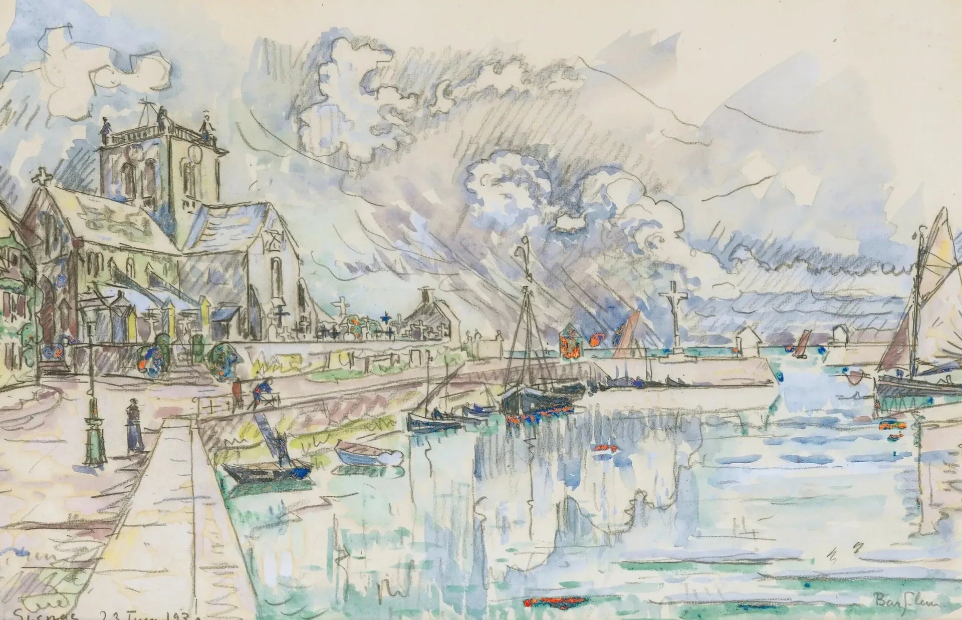Barfleur, le port - Paul Signac image 1 copie de tableau peinte à la main