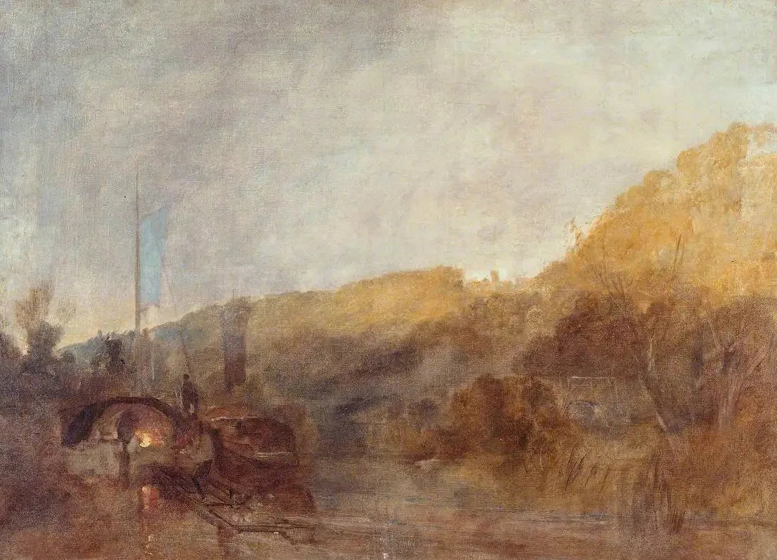 Barge on the River, Sunset - J. M. W. Turner image 1 copie de tableau peinte à la main