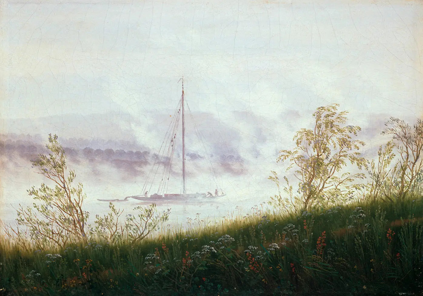 Barque dans le brouillard matinal - Caspar David Friedrich image 1 tableau peint à l’huile sur toile