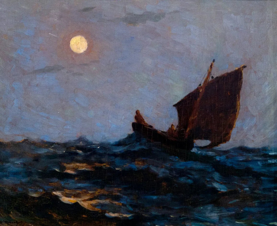 Barque de pêche dans la brume - Henri Le Sidaner image 1 copie de tableau peinte à la main
