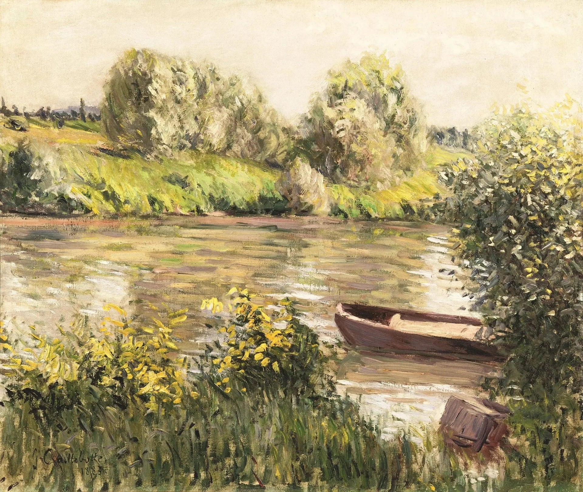 Barque près de la rive, effet d'automne - Gustave Caillebotte image 1 reproduction d’œuvre d’art à l’huile