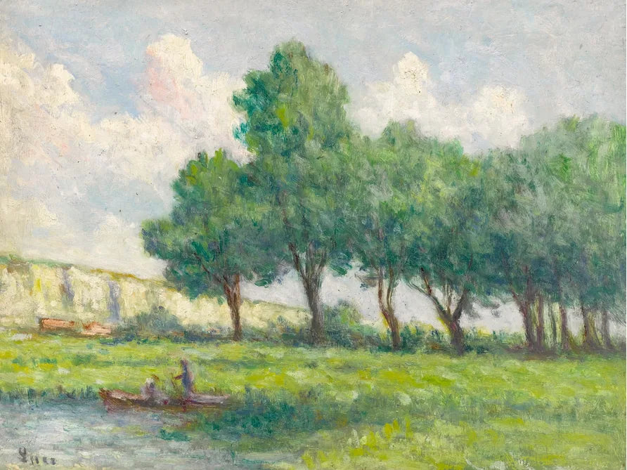 Barque près de Rolleboise - Maximilien Luce image 1 copie de tableau peinte à la main