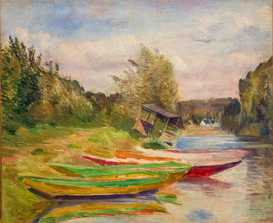 Barques et cabane, bord de Seine - Gustave Caillebotte