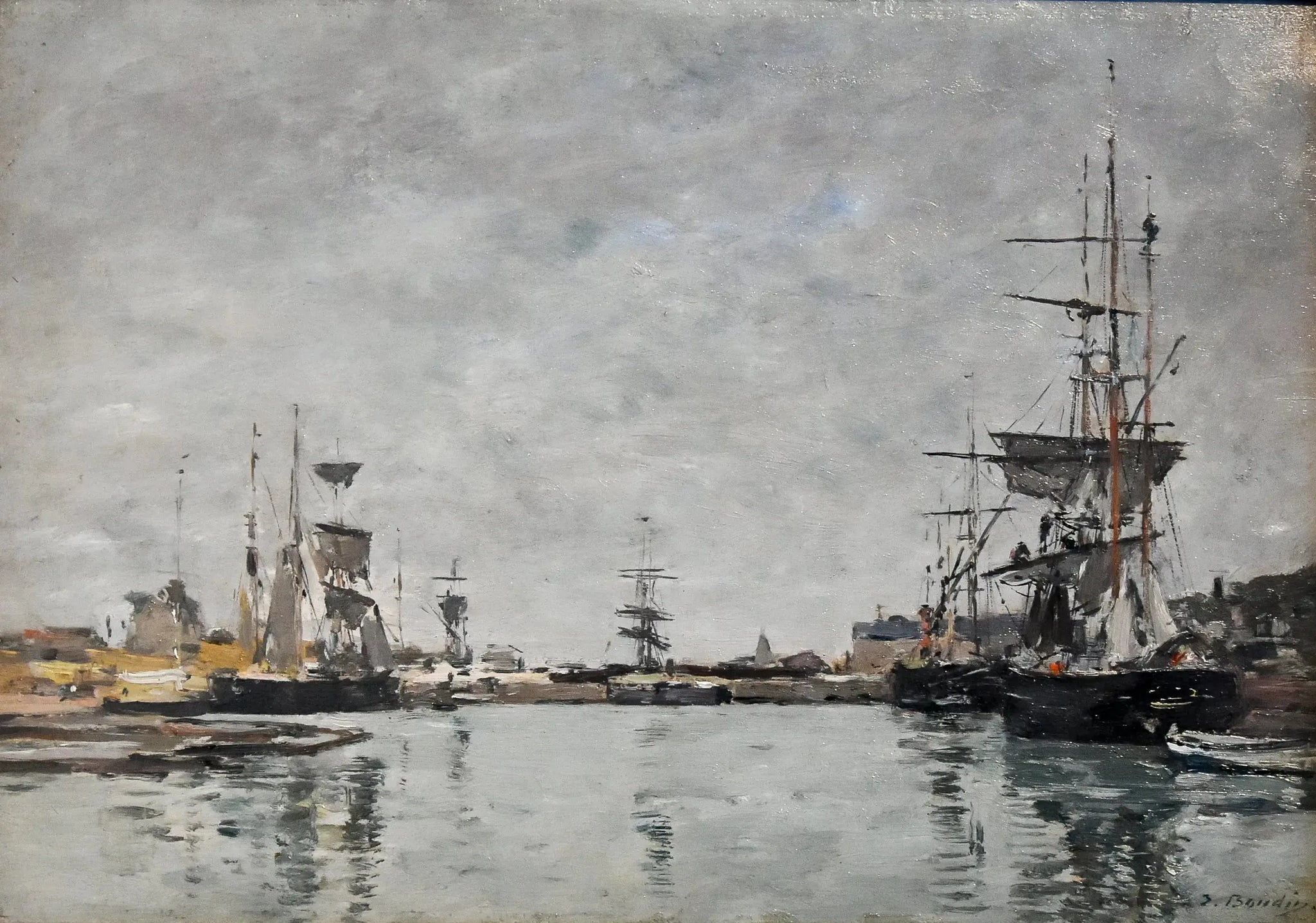 Bassin de Deauville ciel gris - Eugène Boudin image 1 reproduction artisanale de tableau