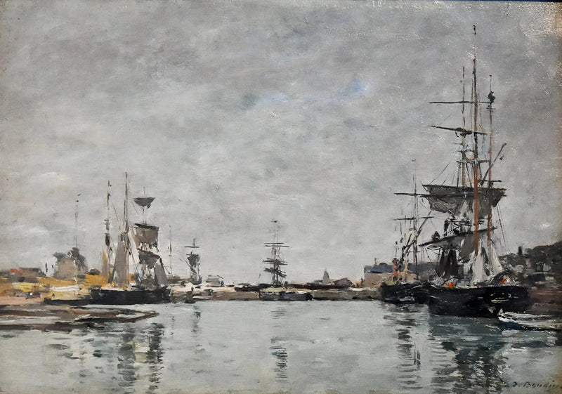 Bassin de Deauville ciel gris - Eugène Boudin
