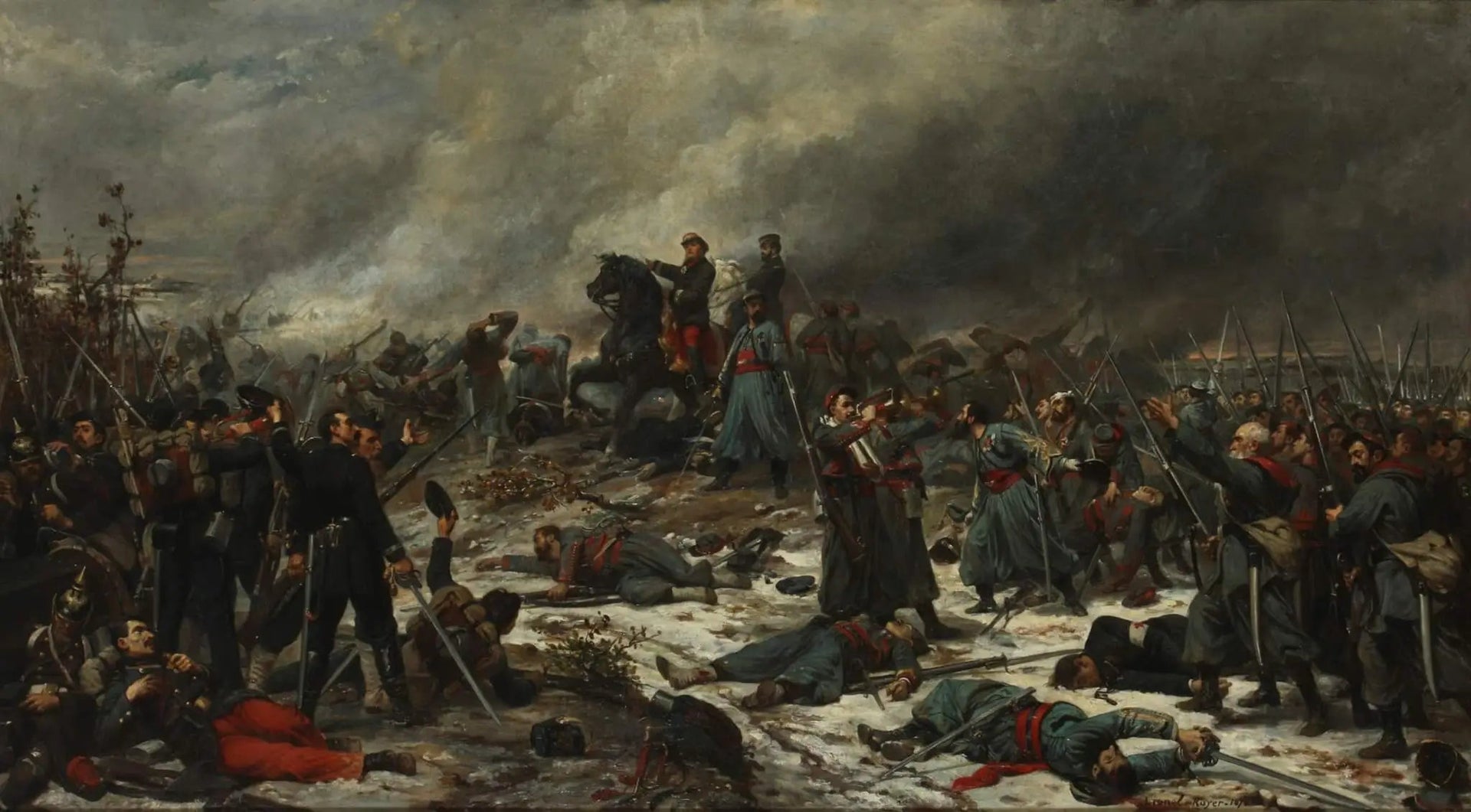 Bataille d'Auvours, le 10 janvier 1871 - Lionel Royer image 1 copie de tableau peinte à la main