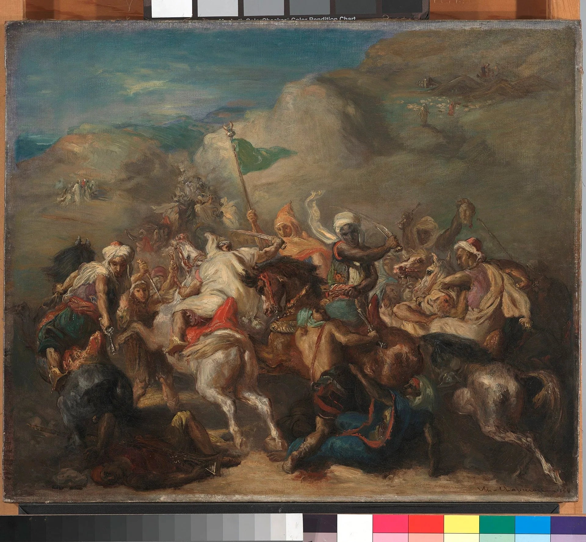 Bataille de cavaliers arabes autour d'un étendard - Théodore Chassériau image 1 copie de tableau peinte à la main