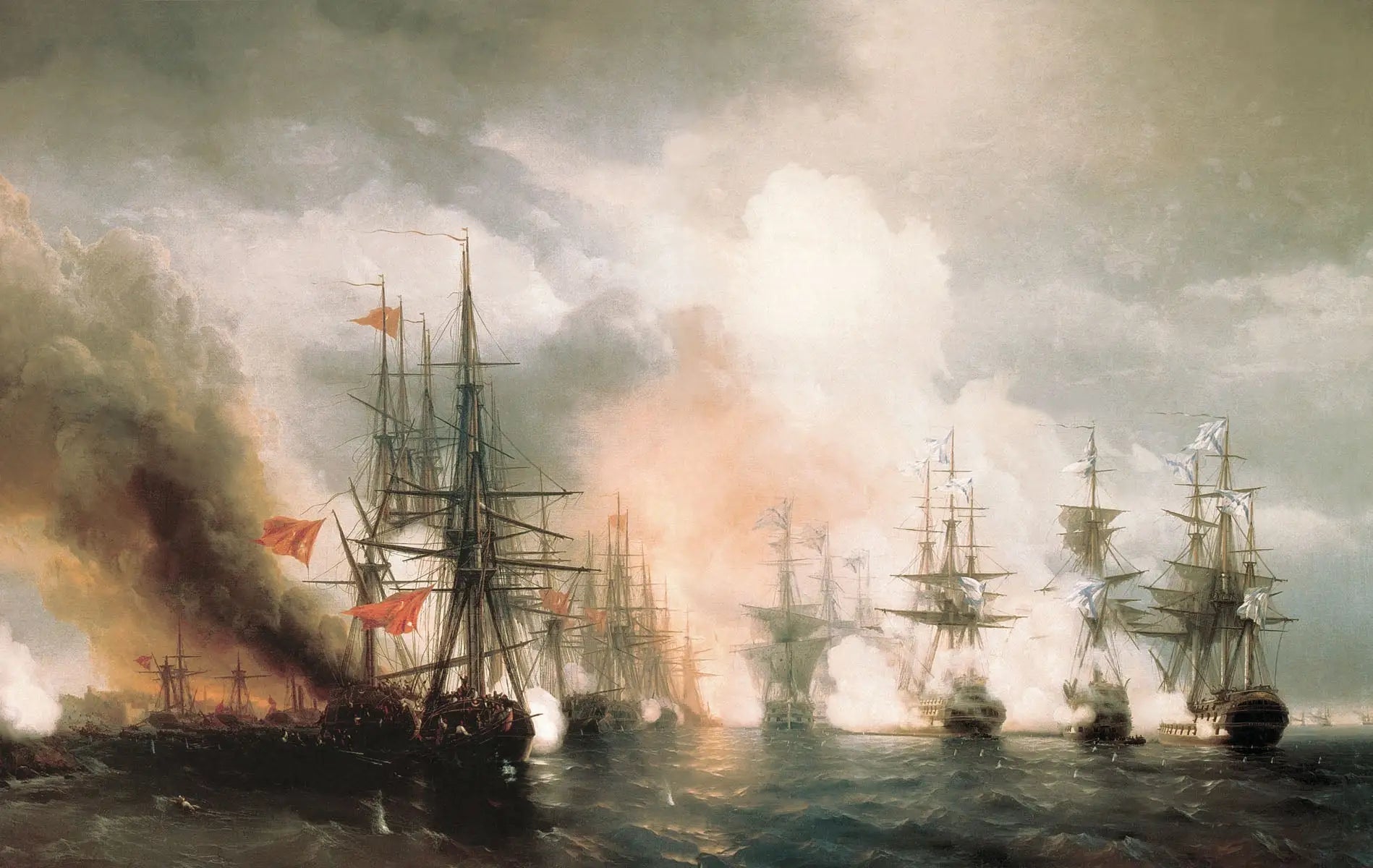 Bataille de Sinope - Ivan Aïvazovski image 1 reproduction de peinture à l’huile