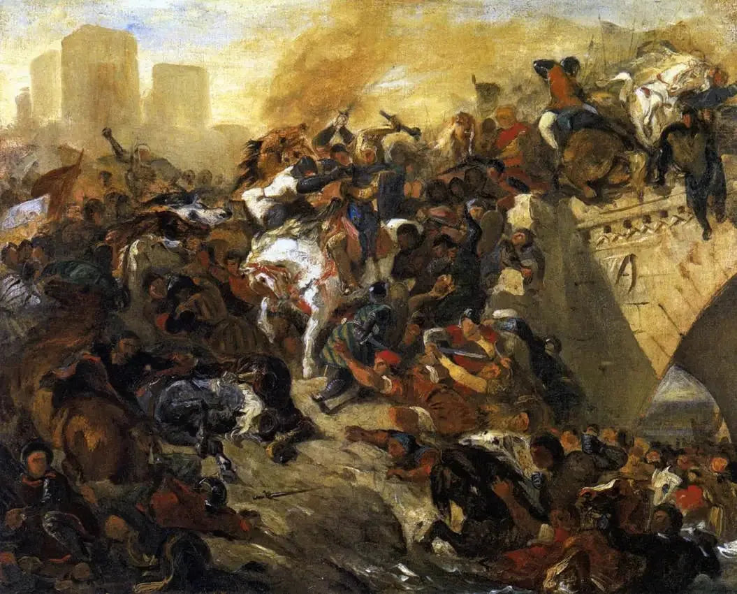 Bataille de Taillebourg gagnée par saint Louis - Eugène Delacroix image 1 tableau peint à l’huile sur toile
