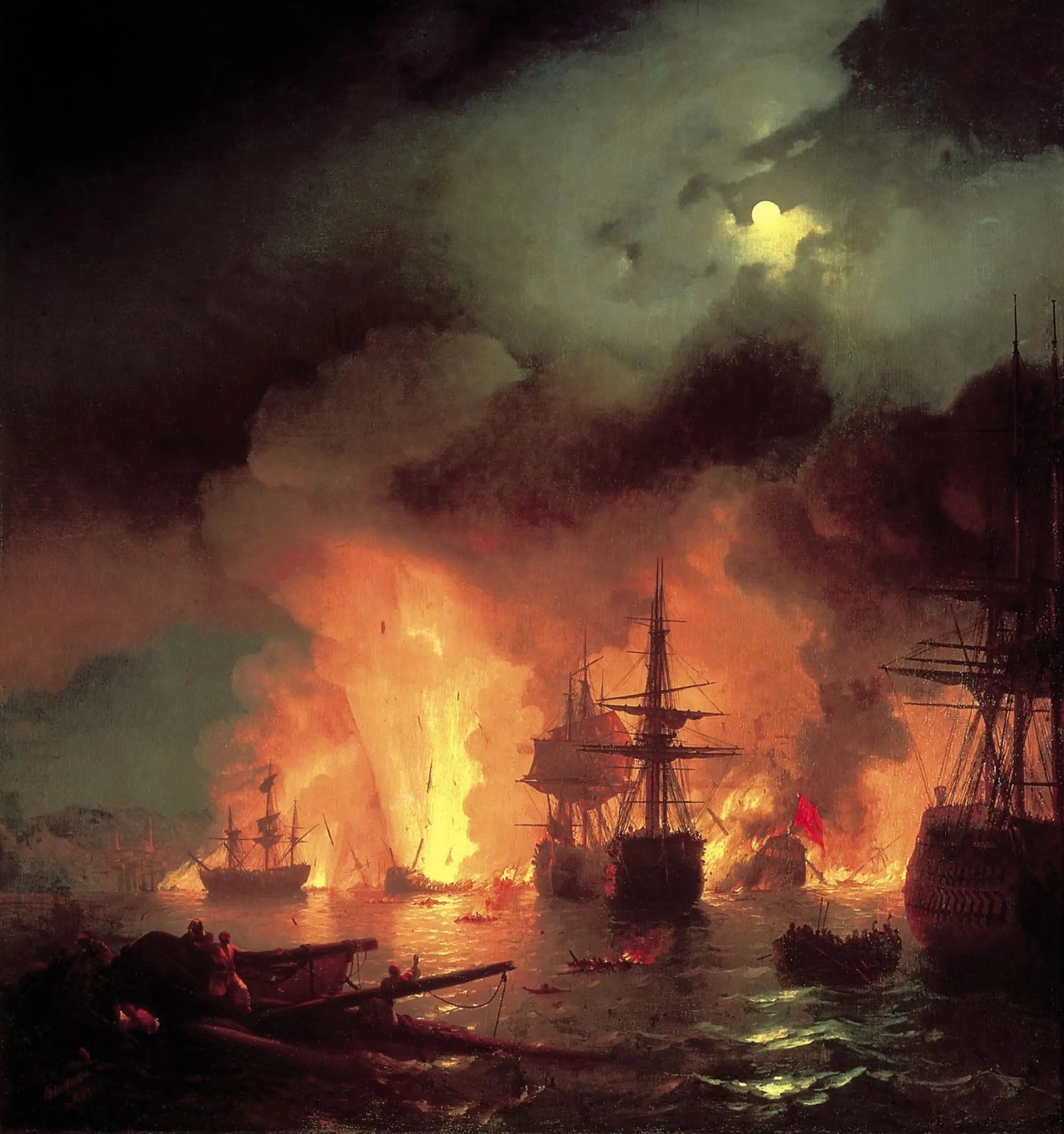 Bataille de Tchesmé - Ivan Aïvazovski image 1 reproduction de peinture à l’huile