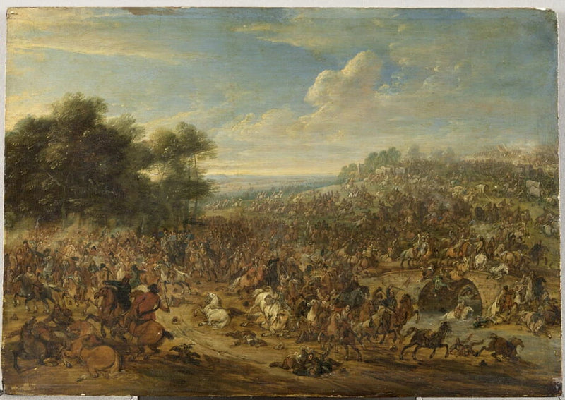 Bataille près d'un pont - Adam Frans Van der Meulen