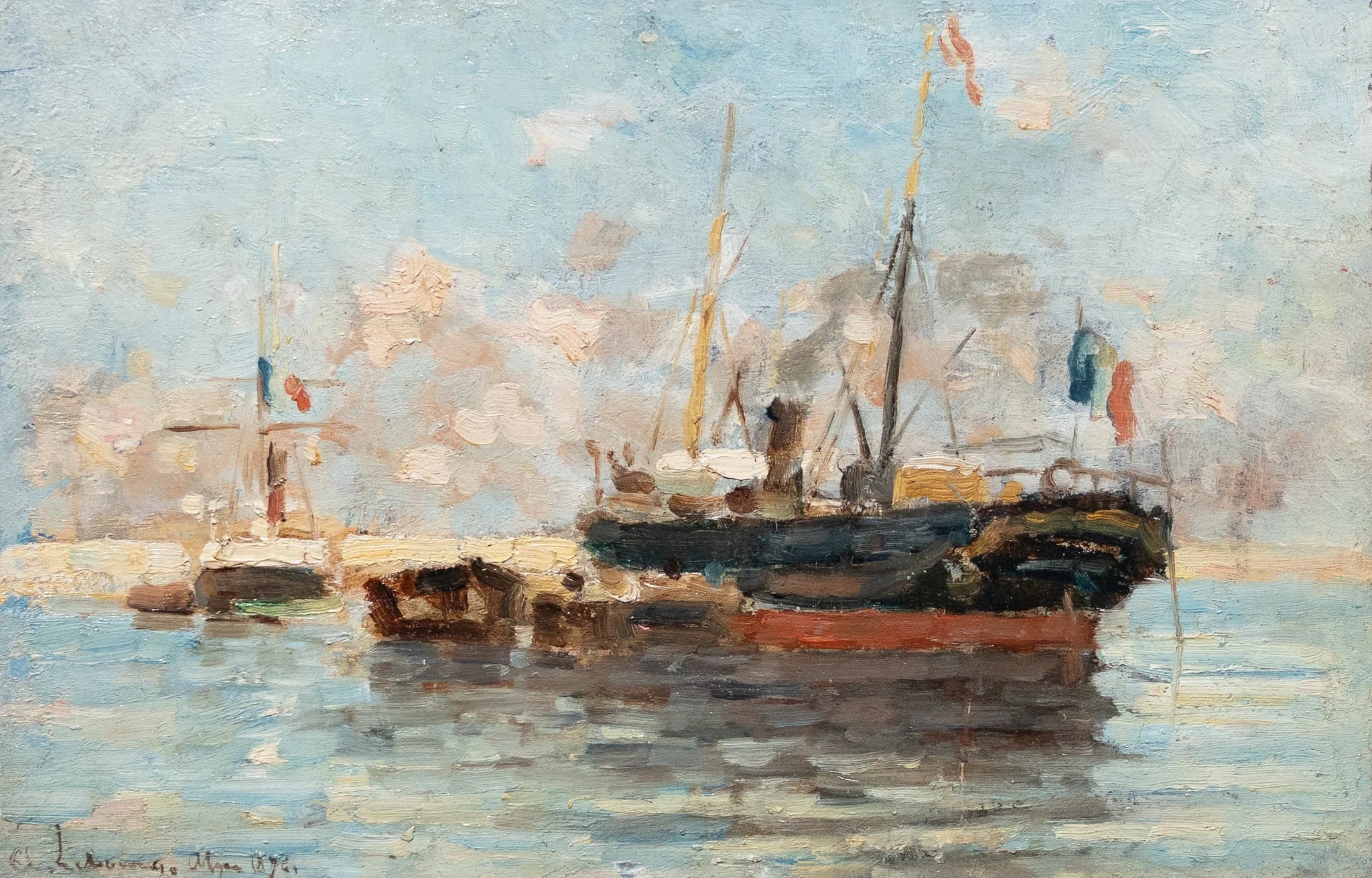 Bateau à vapeur, port d'Alger - Albert Lebourg image 1 reproduction artisanale de tableau