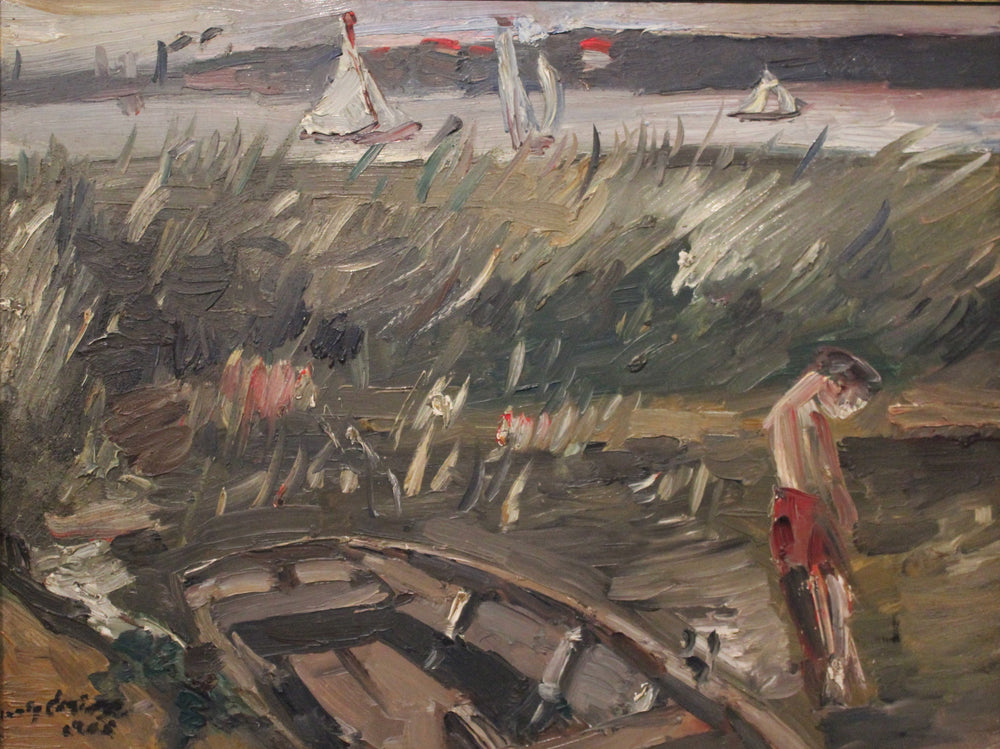 Bateau dans les roseaux du Müritzsee - Lovis Corinth image 1 reproduction de peinture à l’huile