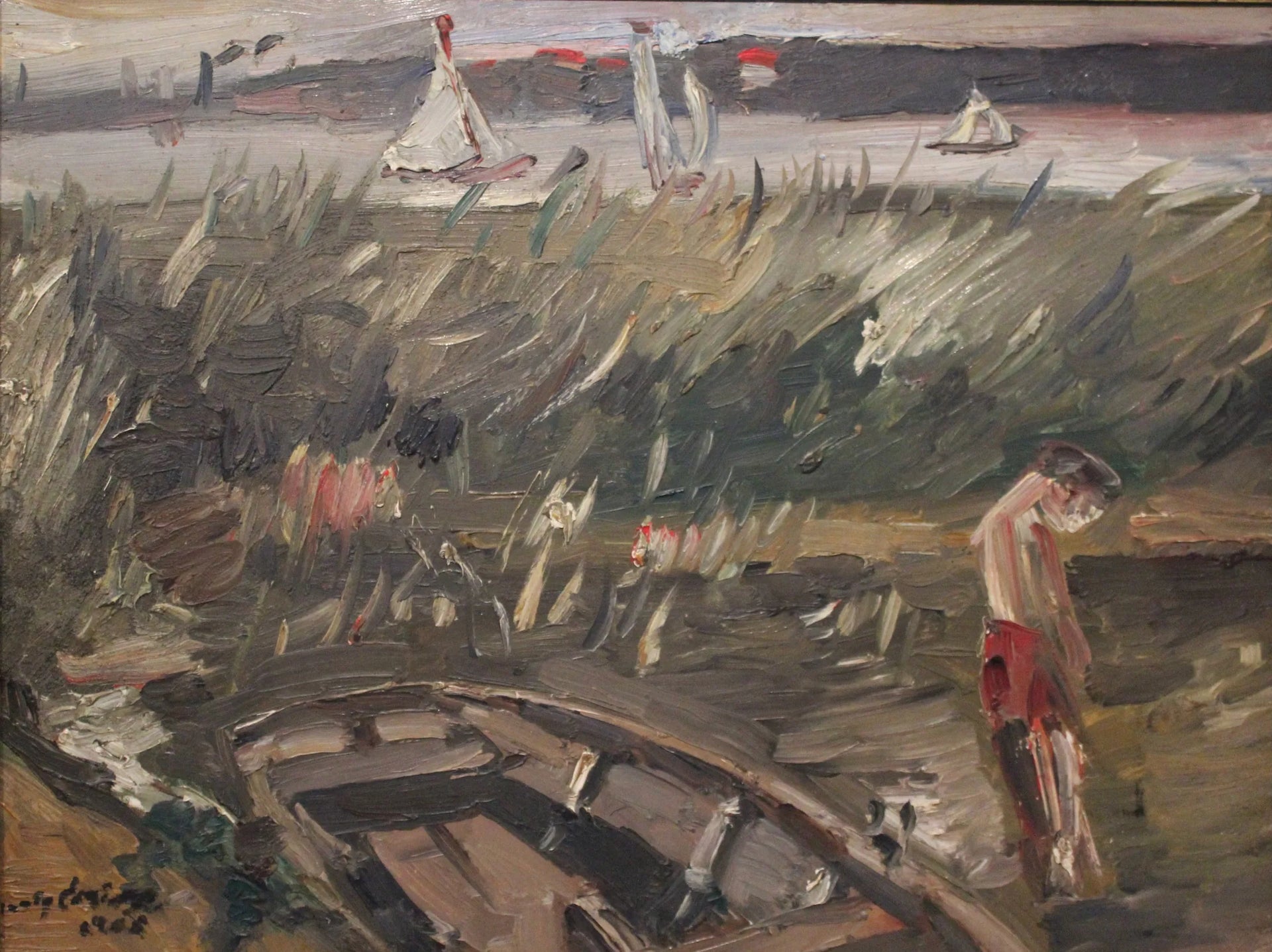 Bateau dans les roseaux du Müritzsee - Lovis Corinth image 1 reproduction de peinture à l’huile