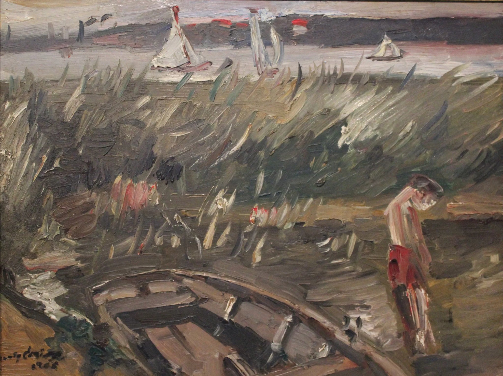 Bateau dans les roseaux du Müritzsee - Lovis Corinth image 1 reproduction de peinture à l’huile