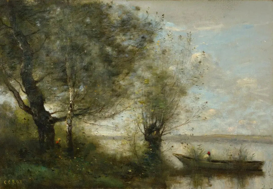 Bateau près d'une rivière - Jean-Baptiste Camille Corot
