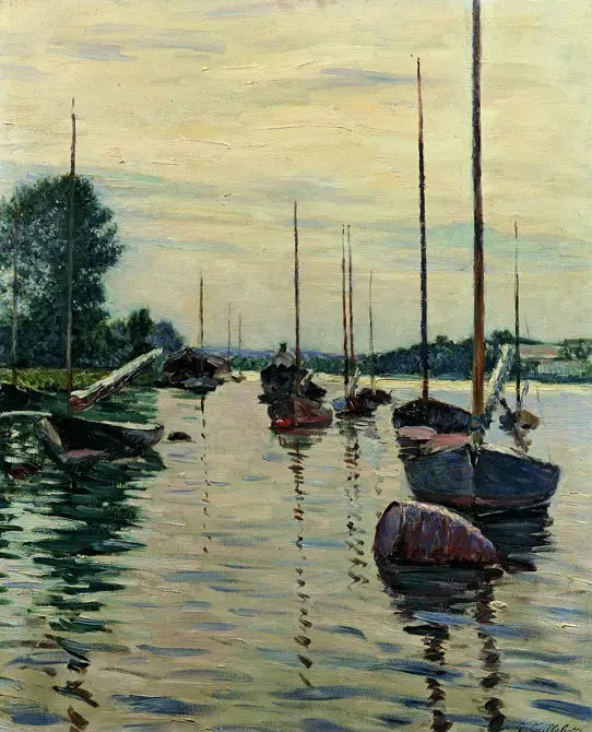 Bateaux amarrés sur la Seine - Gustave Caillebotte image 1 reproduction d’œuvre d’art à l’huile